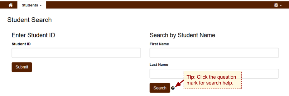 Student Search Screen